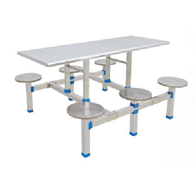 6位不锈钢固定圆凳餐桌