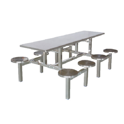 8位不锈钢固定圆凳餐桌