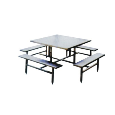 8位不锈钢固定条凳餐桌