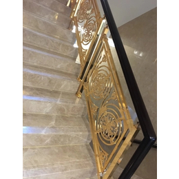 *造型铝合金弧形楼梯扶手 镜面K金铝艺护栏组装                                                                                                        