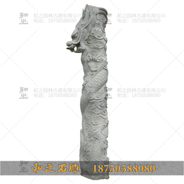 现代石雕龙柱生产厂家 深雕石雕龙柱制作图 文化柱生产商