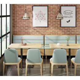 咖啡厅奶茶店桌椅组合休闲甜品火锅西餐饮烧烤店酒吧靠墙卡座沙发