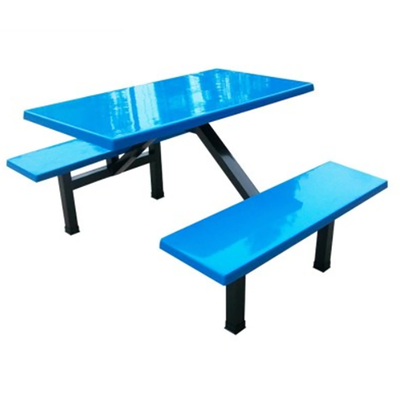 6位玻璃钢固定条凳餐桌