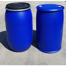 塑料品种_HDPE_200升抱箍塑料桶蓝色大口生产厂家