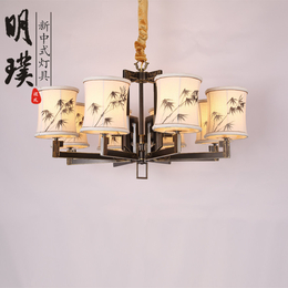 新中式全铜吊灯家用客厅灯简约现代别墅酒店餐厅灯中国风灯具
