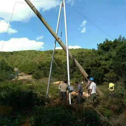 铜陵市三根圆管式线杆立杆机双滑轮组立杆机