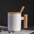 创意木手柄陶瓷办公杯 带盖勺个人杯创意简约马克杯咖啡杯定制缩略图3