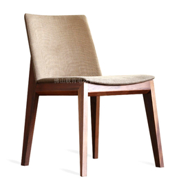 北欧实木餐椅麻布艺椅现代简约休闲椅餐厅靠背椅子