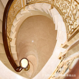 天门酒店玫瑰金铜艺浮雕楼梯扶手设计 安装后让你瞬间被圈粉