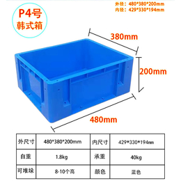 供应P4号韩式物流周转箱中号加厚汽配塑料箱