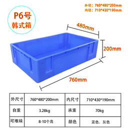 供应P6号韩式物流周转箱大号加厚汽配塑料箱