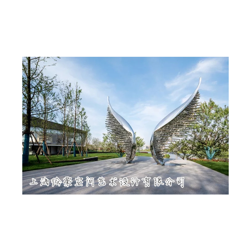 浙江不锈钢翅膀雕塑设计 园林景观抽象雕塑定制