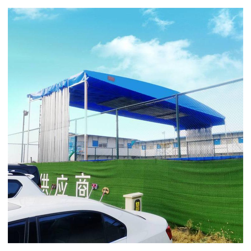 郑州拉雨棚安装篮球场遮阳棚安装简单可选10年使用寿命