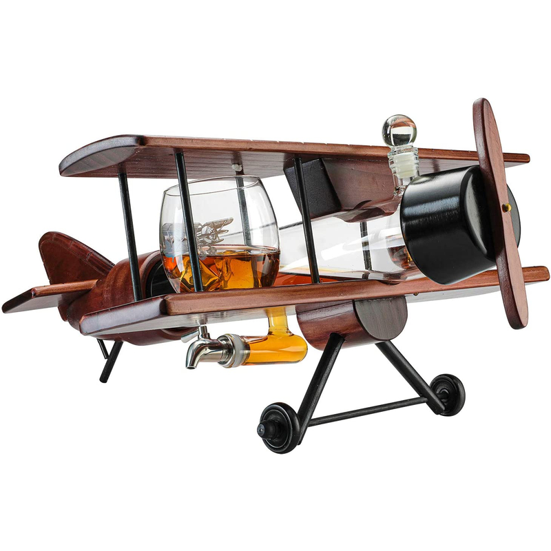 玻璃木质结合醒酒器汽车飞机造型工艺酒瓶威士忌醒酒器