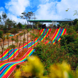  户外彩色滑道定制 彩虹滑道建设规模 室外彩色滑梯图片