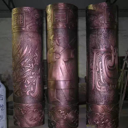 厂家供应 (图)- 二龙戏珠铜雕柱子雕塑-营口铜雕柱子