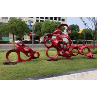台州道路绿化草坪雕塑 圆环组合烤漆雕塑摆件