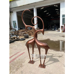 抽象仿铜漆不锈钢鹿户外园林雕塑摆件售楼处室外抽象动物装饰品