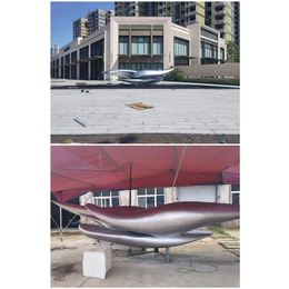 九江公寓小区入口 拉丝不锈钢抽象鱼雕塑工艺定制