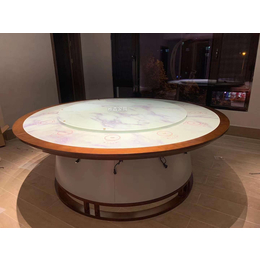 新中式实木餐桌 酒店自动大圆桌 饭店餐桌椅