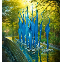 嘉兴景观设计 不锈钢彩绘水草雕塑 水景植物制作