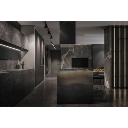 现代风格客厅设计实景效果图片道延装潢施工现场黑白灰色调