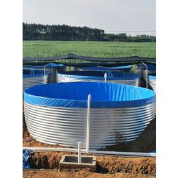 圆形铁桶镀锌板帆布鱼池高密度养鱼池蓄水池定制