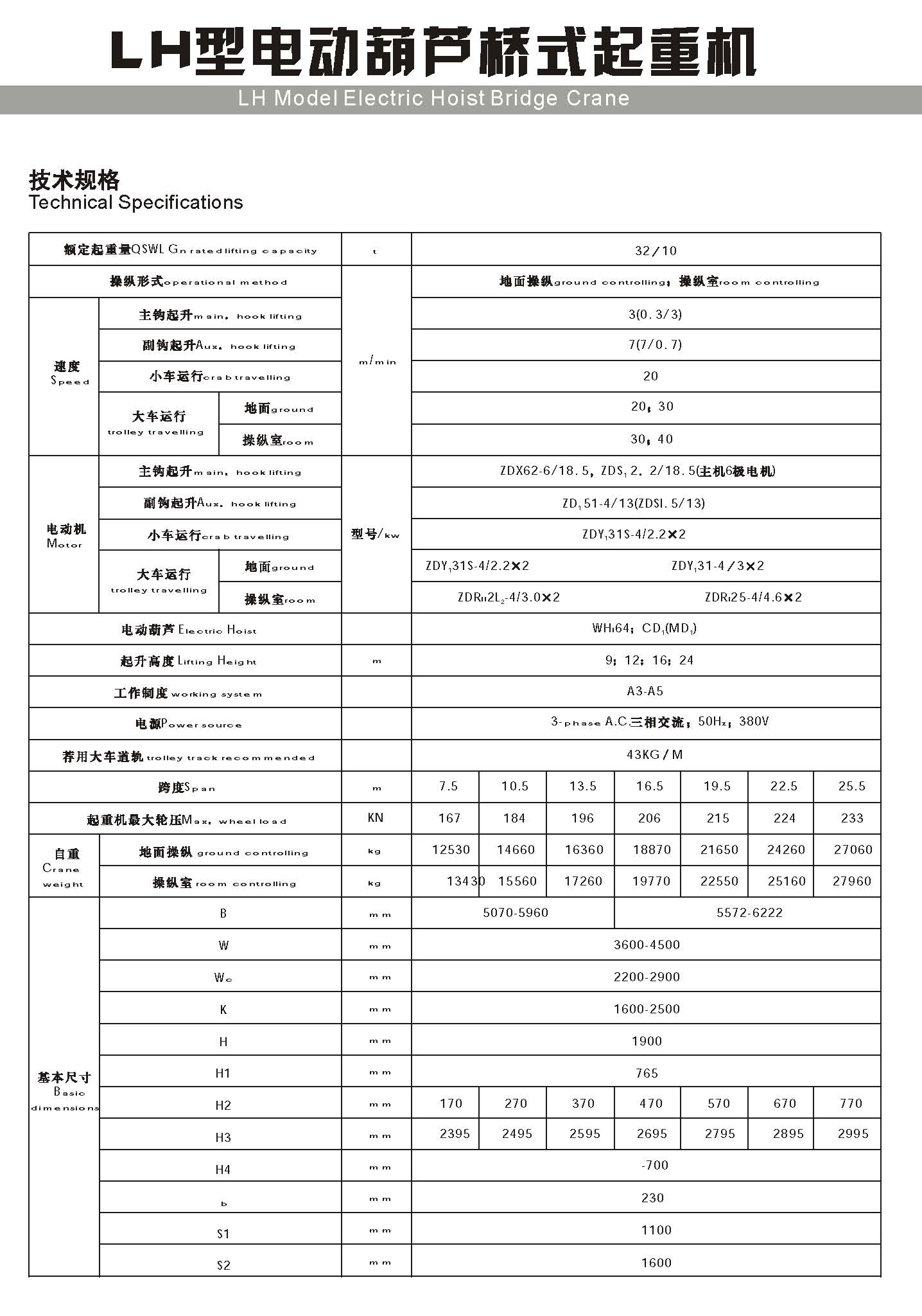 郑州大方起重机葫芦桥式起重机型号