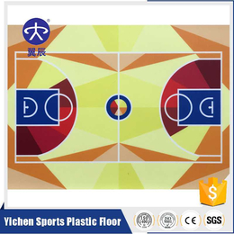 篮球场定制打印地板-篮球场地面PVC地板定制打印地板