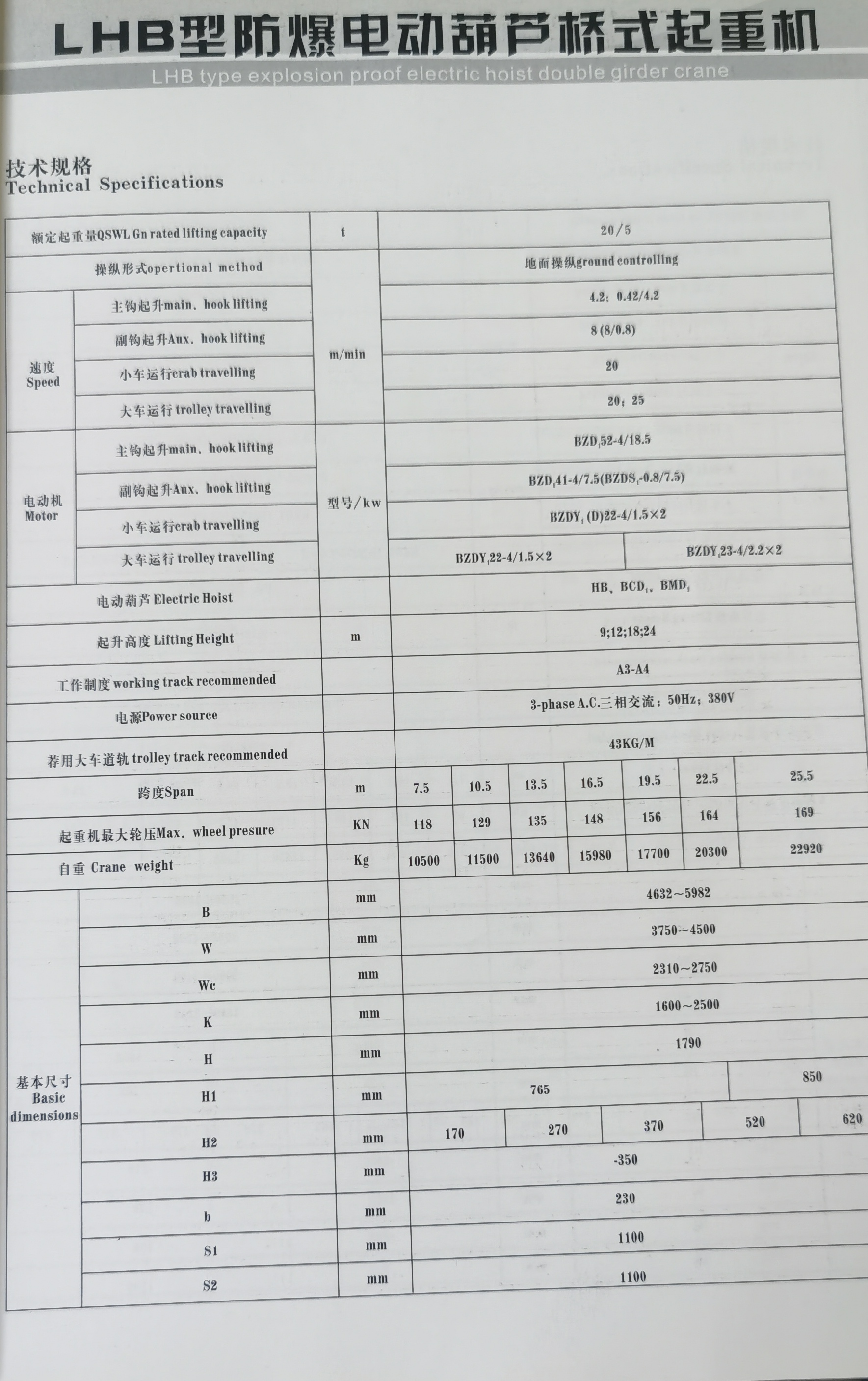 防爆葫芦双梁桥式起重机厂家批发