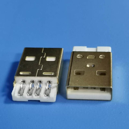 USB2.0镀金公头A公短体镀金A公4P180度焊线式白胶芯