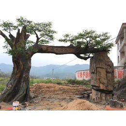 洛阳农庄水泥塑树大门工程施工价格