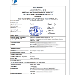 窗帘标准ANSI  WCMA A100.1测试报告要求