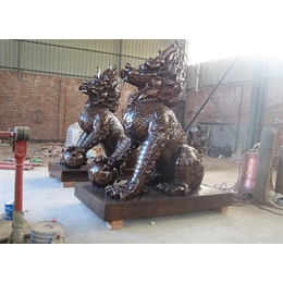 北京铸铜麒麟雕塑-铸铜麒麟雕塑定做-兴悦铜雕