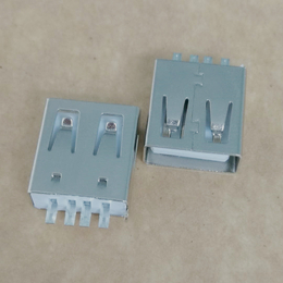 USB AF焊线母座 4P180度焊线 直边白胶