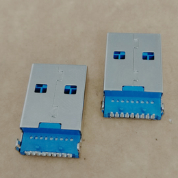 USB 3.0沉板公头 9P  90度插板弯脚 有柱 蓝胶 