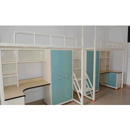 东莞中港家具钢木组合带衣柜学校公寓床 支持定制