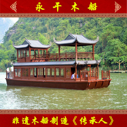 越南景区中式双层游船 观光旅游画舫船 仿古豪华木船