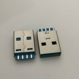 USB3.0A公 9Pin焊线式公头 双排焊线 蓝胶