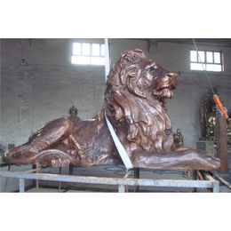 一对铜狮子雕塑-临高铜狮子雕塑-树林雕塑