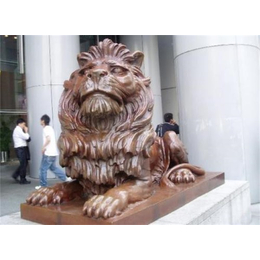 坤朋雕塑铸造厂-酒店铸铜狮子雕塑定制-铸铜狮子雕塑