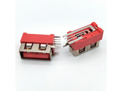 USB侧插大电流母座4P侧立式插板包胶 过5A电流红色彩色胶芯无边 (2).jpg