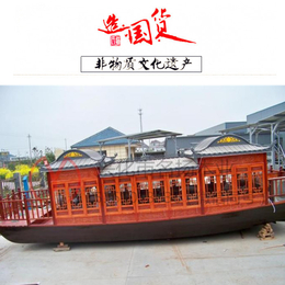 泸州画舫船厂家供应12米豪华单层电动观光船水上游玩木质船