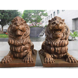 鎏金铜狮子定制-铭海雕塑