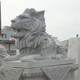 晚霞红石狮厂家-乾锦园林-临汾晚霞红石狮
