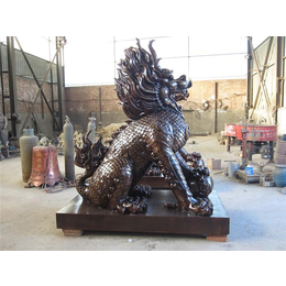 兴悦铜雕-铸铜麒麟雕塑生产厂家-九江铸铜麒麟雕塑