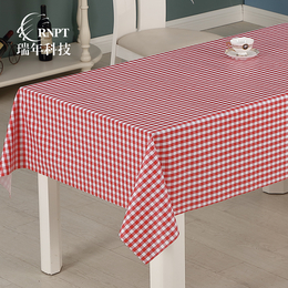 RNPT瑞年 供应红色格子台布酒店家用餐桌布PVC防水桌布