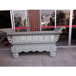寺庙景区石供桌 户外石雕供桌 芝麻白长方形供桌