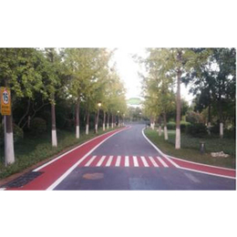 铜陵彩色防滑路面-温州弘康*地坪-红色陶瓷颗粒路面