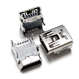MINI USB 5P母座 B型 四脚插件 端子贴片 铜壳